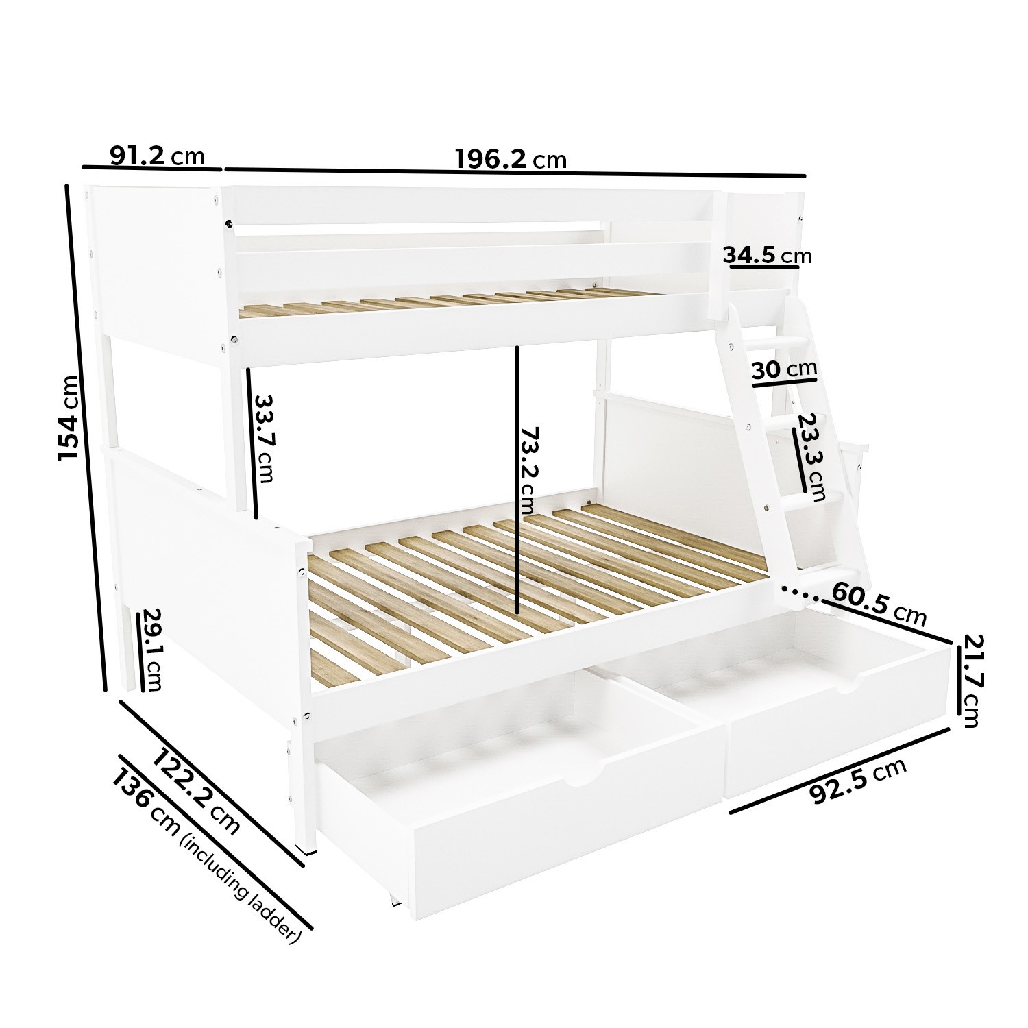 Read more about White wooden triple sleeper bunk bed with storage drawers parker